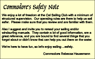 Commodore's Safety Note
